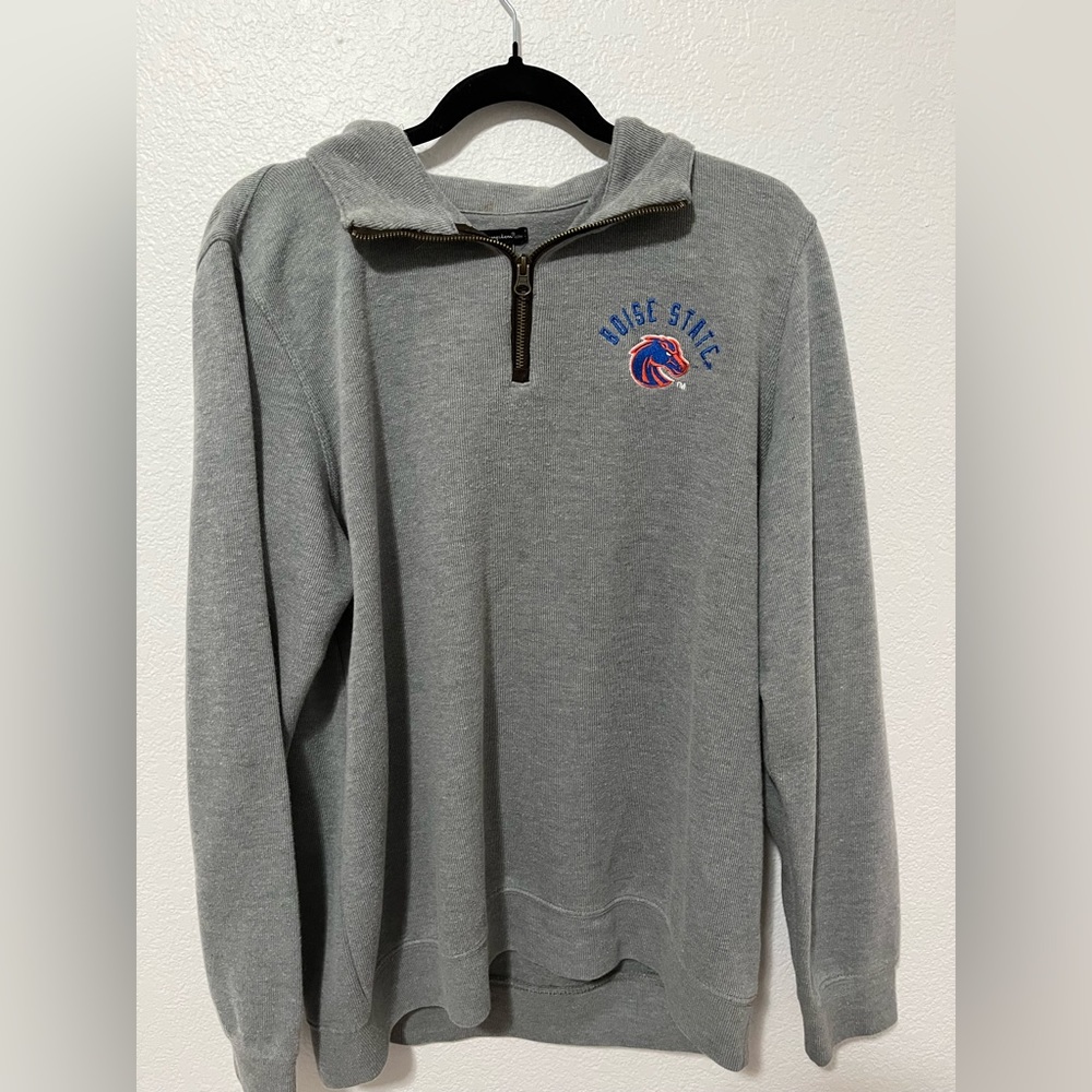 Grey Boise State Quarter Zip, Size L